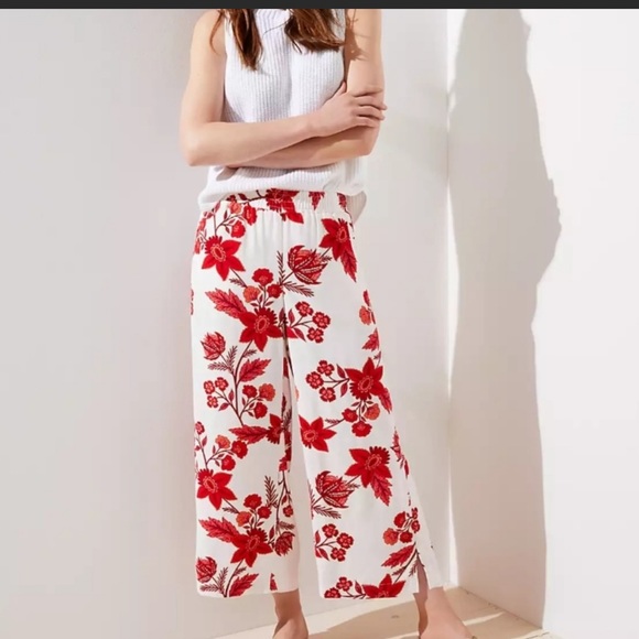 LOFT Pants - Loft Floral Cropped Wide Leg Pants Boho